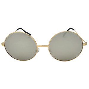 9026 | Round Silver Mirror Sunglasses with Gold Frame